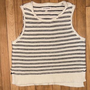 Lucky Brand Women's Knit Tank Top - Cream and Black Stripes
